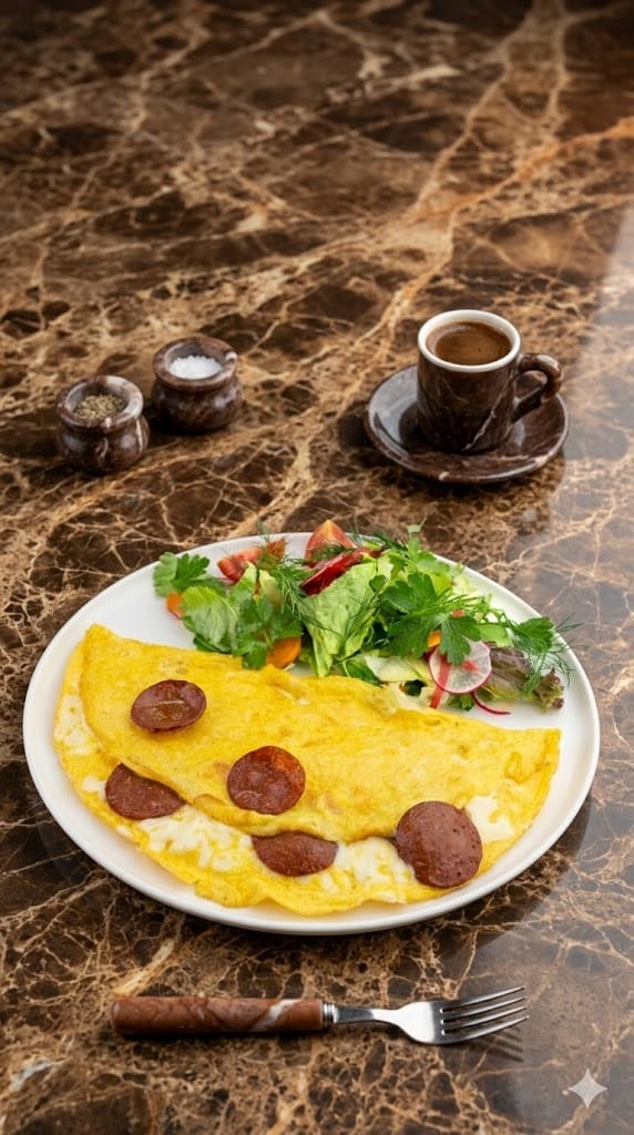 Sucuklu Kaşarlı Omlet